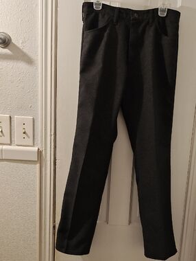 Men's Classic Straight-Leg Charcoal Gray Dress Jeans.